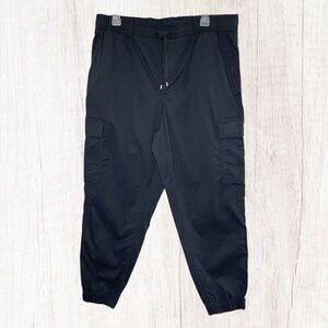 TOMMY HILFIGER Women's Black Twill Cargo Joggers, Large
